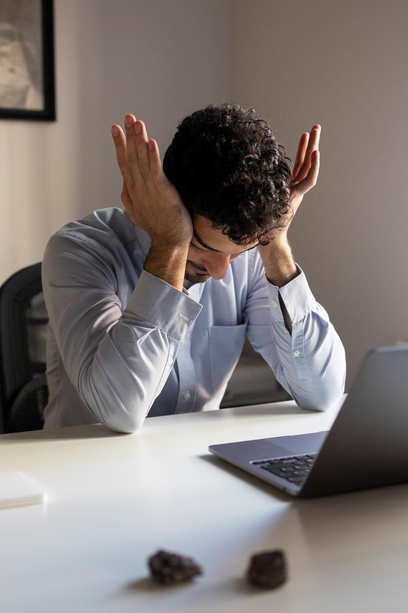 medium shot anxious man indoors